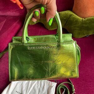 BRANDON BLACKWOOD Arlen Bag Metallic Green Cracked Leather NWOT